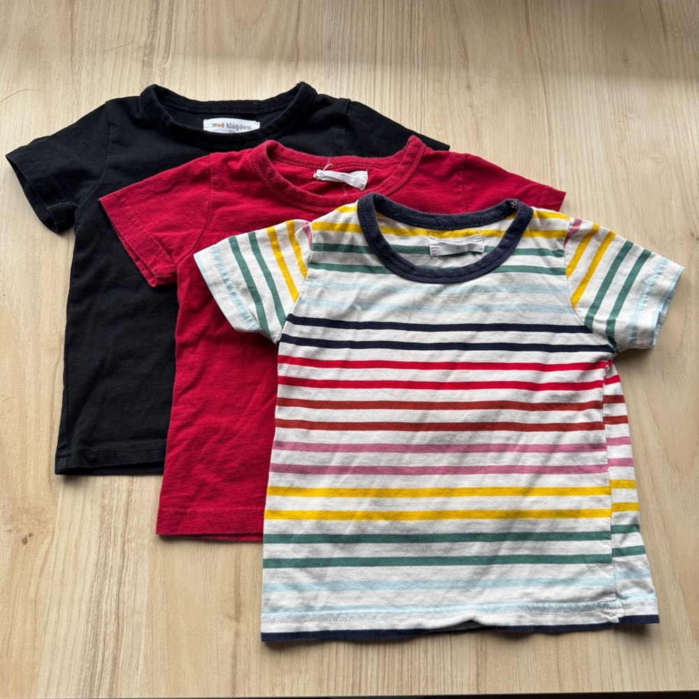 Kids Short Sleeve Tee 3-Pack - Striped, Red & Black